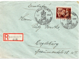 59382 - Deutsches Reich - 1944 - 54Pfg Machtergreifung EF A R-Bf SoStpl HALLE - 250 JAHRE UNIVERSITAET -> MAGDEBURG - Lettres & Documents