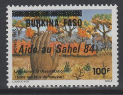 Burkina Faso 1984 Mi. C975 Aide Au Sahel Surchargé Overprint Überdruck Lutte Contre La Désertification Feux 1 Val. ** - Burkina Faso (1984-...)