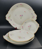 ALUMINITE FRUGIER Lot 4x Plats Porcelaine Limoges France Thème Floral 1940  #230704 - Limoges (FRA)