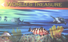Singapore:Used Phonecard, Singtel, 10 $, Fishes, World's Treasure - Peces