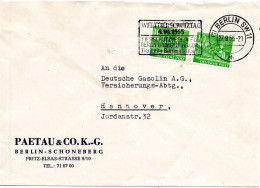 59416 - Berlin - 1955 - 2@10Pfg Bauten A Bf BERLIN - WELTTIERSCHUTZTAG ... -> Hannover - Lettres & Documents