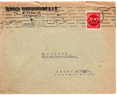 59429 - Deutsches Reich - 1923 - 200M Ziffer EF A Bf DRESDEN -> Adorf - Covers & Documents