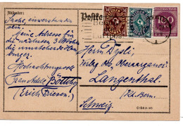 59435 - Deutsches Reich - 1923 - 100M MiF A Kte HAMBURG - BENUTZE DIE LUFTPOST -> Schweiz - Briefe U. Dokumente