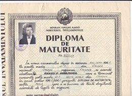 MATURITY DIPLOMA, ORADEA MIDDLE SCHOOL, 1963, ROMANIA - Diplômes & Bulletins Scolaires