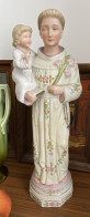 Saint ANTOINE DE PADOUE  Statuette 1920 Porcelaine Biscuit Germany N°5989  Ht 39cm  #230709 - Arte Religiosa