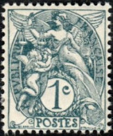 France N°  107 B ** Blanc Type II - Le 1c Ardoise - Neufs