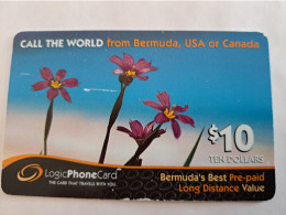 BERMUDA  $10,- LOGIC PHONECARD    BERMUDA     FLOWERS   PREPAID CARD  Fine USED  **14787** - Bermudes