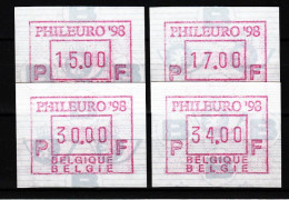Belgie ATM Mi 36 Phileuro 98  Postfris Div. (4 Verschillende Waarden) - 1980-1999
