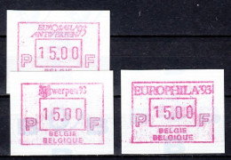 Belgie ATM   Postfris Div. 1993  (3 Verschillende Waarden) - 1980-99