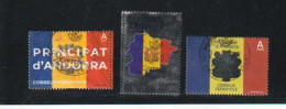 ANDORRA.  FLAGS/ BANDERAS / DRAPEAUX.  3 Timbres Oblitérés, Cancelado,  1ra Calidad - Usati