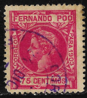 Fernando Poo 1903 Alfonso XIII.75c.Edifil 129 USADO. - Fernando Poo