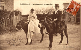 N°108388 -cpa Robinson -le Départ De La Mariée -ânes- - Anes