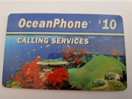 PACIFIC PRE PAID  OCEANPHONE / THICK SERIAL NR /  CALLING SERVICE  FROM SHIP  CORAL REEF /  $10,- UNITS USED  ** 14820** - Altri – Oceania