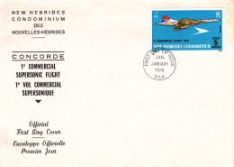 FDC UNE ENVELOPPE  " 1° VOL COMMERCIAL CONCORDE LéGENDE ANGLAISE  " N° 28 TP N° 425 YVERT ET TELLIER 30.01.1976 - FDC