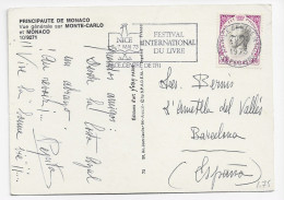 3803  Postal Monaco  1973, Flamme , Festival International Du Livre,, Festival Internacional Del Libro, - Lettres & Documents