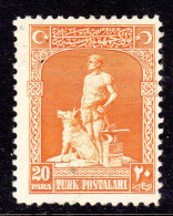 TURKEY - 1926 DEFINITIVE 20p STAMP FINE MOUNTED MINT MM * SG 1022 - Unused Stamps