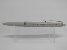 Vintage Ballpoint Pen Grey Plastic Chrome Metal Trim 70's #0792 - Schreibgerät