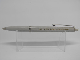 Vintage Ballpoint Pen Grey Plastic Chrome Metal Trim 70's #0792 - Penne