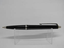 Vintage Ballpoint Pen Black Plastic Chrome Metal Trim 70's #0793 - Stylos