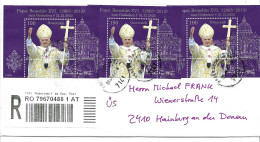 0405d: Österreich 2022: ANK 3719/ Bl. 138: Papst Benedikt Seltene MeF Reko- Übernahmschein Inlandsbrief - Covers & Documents