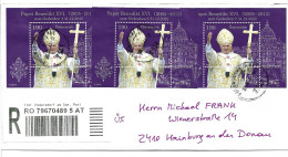 0405b: Österreich 2022: ANK 3719/ Bl. 138: Papst Benedikt Seltene MeF Reko- Übernahmschein Inlandsbrief - Plaatfouten & Curiosa