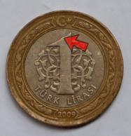MINT ERROR BOTH SIDES 2009 Turkey 1 Lira Coin - Turquie