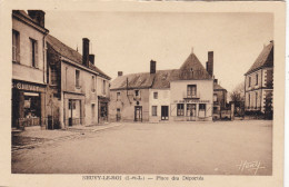 37. NEUVY LE ROI. CPA SEPIA.  PLACE DES DEPORTES. RESTAURANT"AU BOEUF COURONNE". - Neuvy-le-Roi