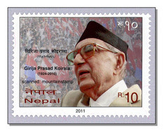 Nepal 2012 (2012/2) Politik Politics Girija Prasad Koirala Former Prime Minister Of Nepal - MNH ** - Népal