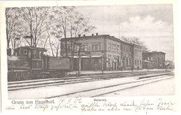 Gruss Aus HANSDORF Sagan Schlesien Bahnhof Gleisseite Dampflok Jankowa Zaganska Gelaufen 18.9.1906 Nach Suhl - Schlesien