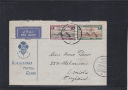 ÄGYPTEN - EGYPT - LUFTPOST - AIR MAIL - FLUGPOST- SHEPHRDS HOTEL CANCEL NACH ENGLAND - Poste Aérienne