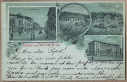 CPA SUISSE - WINTERTHUR - GRUSS AUS - TB CP Multivue Dont Museumstrasse , Bruderhaus , Technikum TB Oblitération 1899 - Winterthur