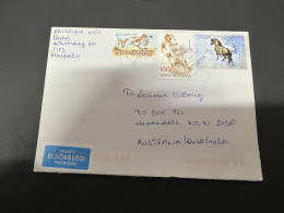 16-8-2023 (2 T 38) Letter Posted 2017 From Hungary To Australia (3 Stamps) - Cartas & Documentos