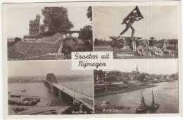 Groeten Uit Nijmegen: Belvedère, Monument, Waalbrug, Panorama - (Gelderland, Nederland/Holland) - 1956 - Nijmegen