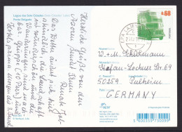 Portugal: Picture Postcard To Germany, 2010, 1 Stamp, Bus, Public Transport, Card: Sao Miguel (traces Of Use) - Storia Postale