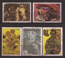 GUYANA / PEINTURE 1990 SERIE N° 2350 à 2354 OBLITERES - Impressionisme