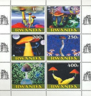 Rwanda 1999 Mushrooms Private Issue Complete MNH Souvenir Sheet - Nuevos