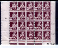 ALGERIE / BEAU BLOC DE 20 TIMBRES N° 175 COIN DATE NEUF * * - Unused Stamps