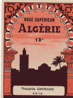 33614# ETIQUETTE VIN ROSE SUPERIEUR ALGERIE THEOPHILE GINTRAND SETE HERAULT - Vino Rosado