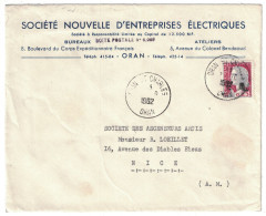 MARIANNE DE DECARIS SURCHARGÉE EA (ETAT ALGÉRIEN) Sur LETTRE CAD 1962 ORAN ST CHARLES ALGÉRIE Pour NICE - Lettres & Documents