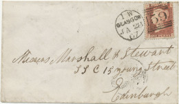 GB „159 / GLASGOW“ Scottish Duplex (6 THIN Bars Same Length, Time Code „1 W“, Datepart 19mm) On Superb Cover W. QV 1d - Cartas & Documentos