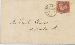 GB „159 / GLASGOW“ Scottish Duplex (6 THIN Bars With Different Length,  Time Code „2 F“, Datepart 20mm) On Superb Cover - Covers & Documents