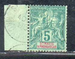 STE. MARIE DE MADAGASCAR SANTA MARIA DEL ST. MARY OF 1894 NAVIGATION AND COMMERCE 5c USATO USED OBLITERE' - Used Stamps