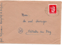 59460 - Deutsches Reich - 1944 - 12Pfg Hitler EF A Bf Bahnpoststpl BRAUNSCHWEIG-ALTENBEKEN -> Schladen - Lettres & Documents