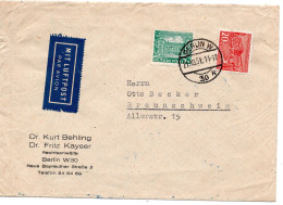 59478 - Berlin - 1951 - 20Pfg Bauten MiF A LpBf BERLIN -> Braunschweig - Covers & Documents