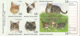 Finland Finnland Finlande 1995 Domestic Cats Set Of 6 Stamps In Block In Booklet Mint - Booklets