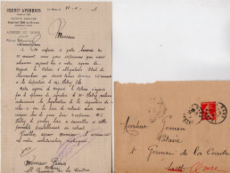 VP22.373 - 1913 - Enveloppe & Lettre - Crédit Lyonnais Agence LE MANS Pour M.GEMIN, Notaire à SAINT GERMAIN DE LA COUDRE - Banco & Caja De Ahorros