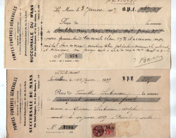 VP22.376 - 1927 / 39 - 2 Lettres De Changes - Pompes Funèbres Générales à PARIS Succursale à LE MANS - Bills Of Exchange