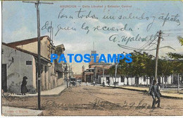 148981 PARAGUAY ASUNCION CALLE LIBERTAD Y ESTACION DE TREN STATION TRAIN CENTRAL CIRCULATED TO ARGENTINA POSTAL POSTCARD - Paraguay