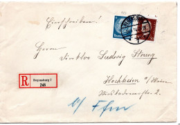 59497 - Deutsches Reich - 1934 - 50Pfg Hindenburg MiF A R-Bf REGENSBURG -> HOCHHEIM - Lettres & Documents
