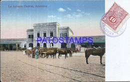 101882 PARAGUAY ASUNCION LA ADUANA CUSTOMS CART A COW & MAP MAPA POSTAL POSTCARD - Paraguay